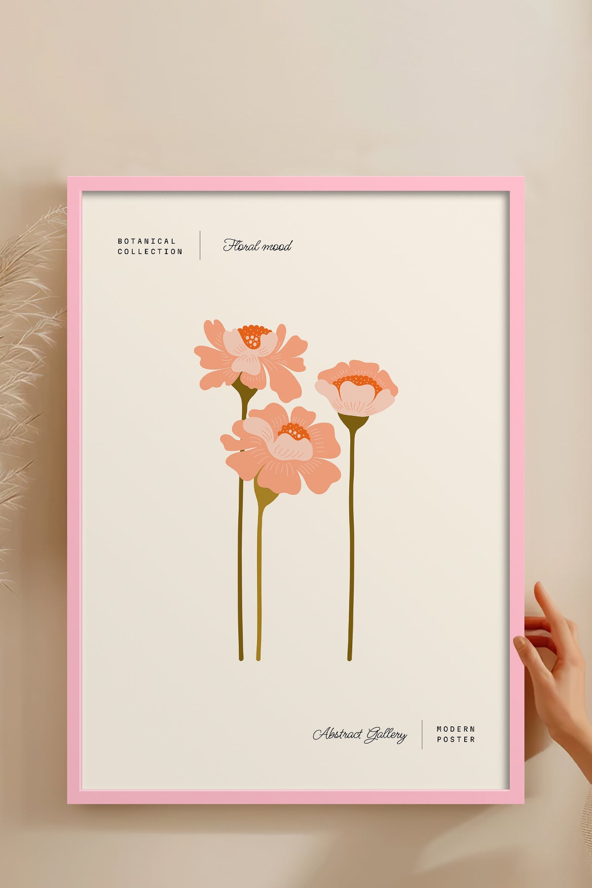 HOMEPACK Ahşap Çerçeveli Tablo Çerçeveli Poster Sanatsal Modern Duvar Dekoru FLOWER-163