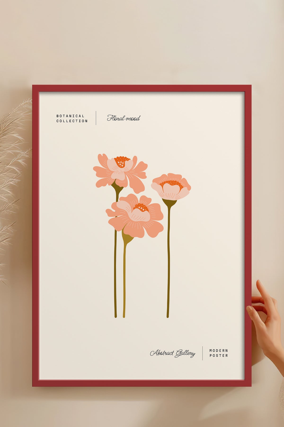 HOMEPACK Ahşap Çerçeveli Tablo Çerçeveli Poster Sanatsal Modern Duvar Dekoru FLOWER-163