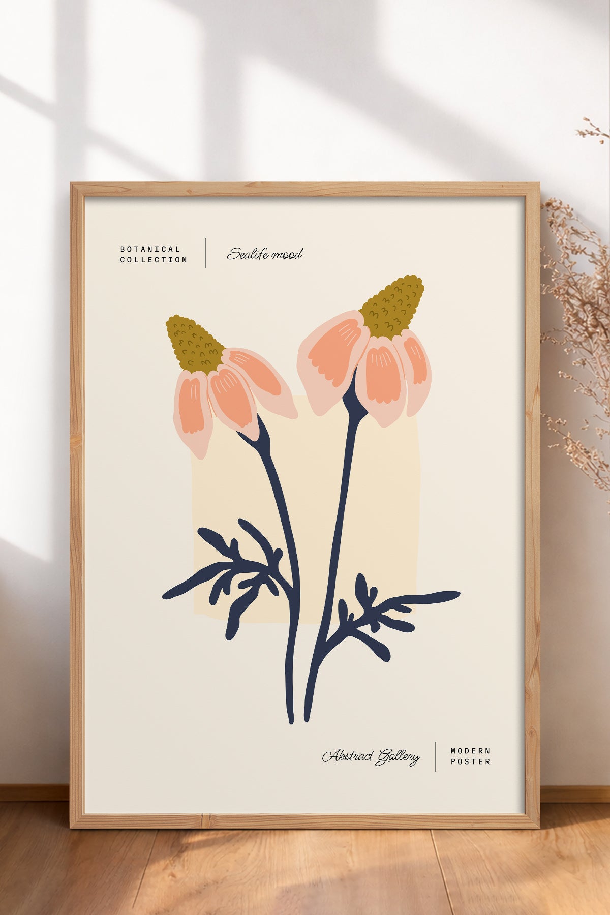 HOMEPACK Ahşap Çerçeveli Tablo Çerçeveli Poster Sanatsal Modern Duvar Dekoru FLOWER-165
