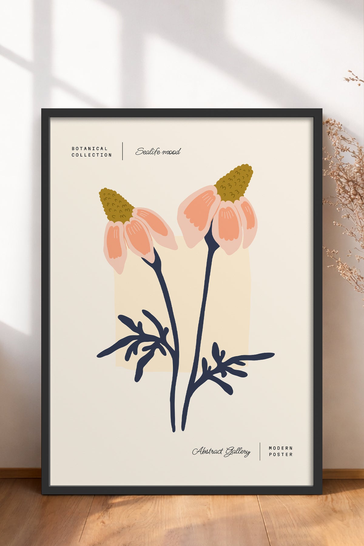 HOMEPACK Ahşap Çerçeveli Tablo Çerçeveli Poster Sanatsal Modern Duvar Dekoru FLOWER-165