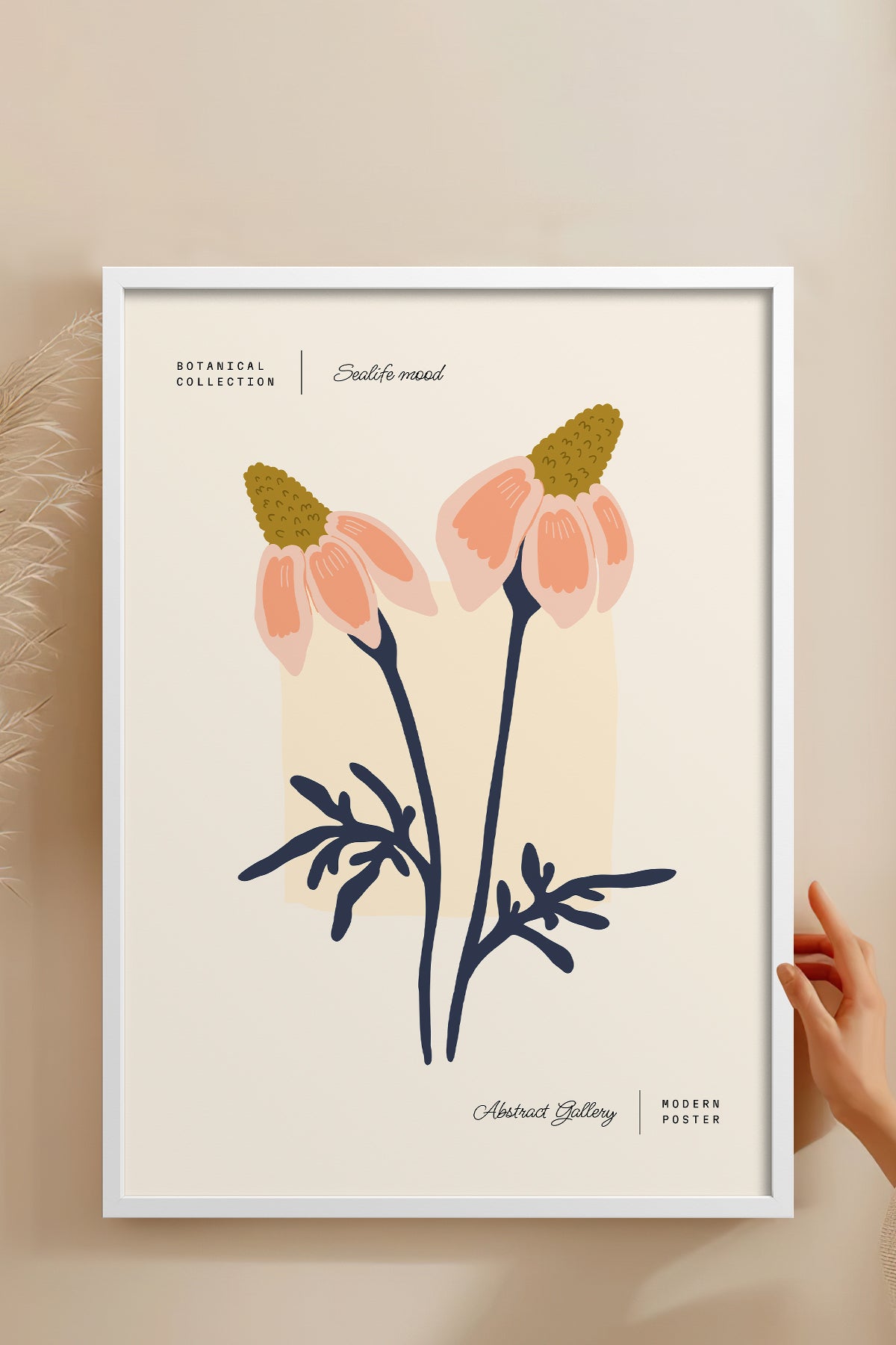 HOMEPACK Ahşap Çerçeveli Tablo Çerçeveli Poster Sanatsal Modern Duvar Dekoru FLOWER-165