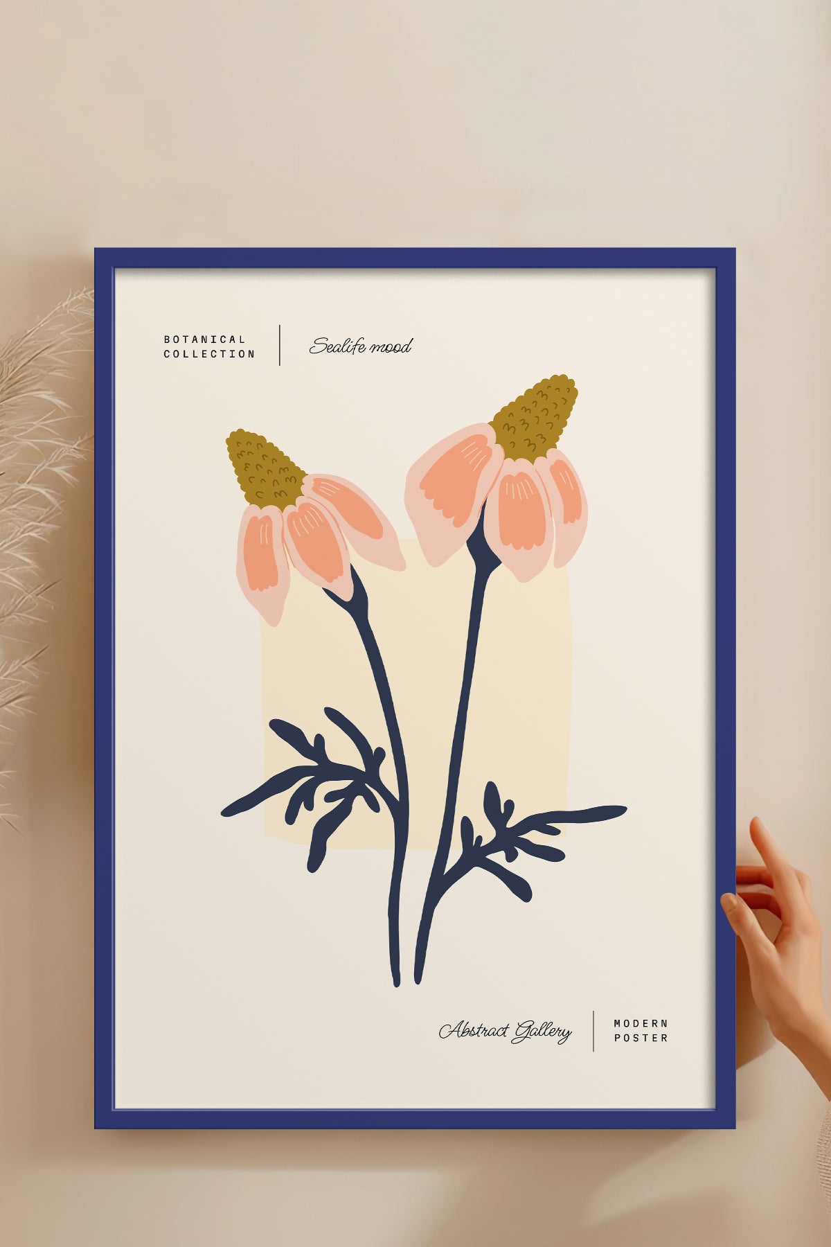 HOMEPACK Ahşap Çerçeveli Tablo Çerçeveli Poster Sanatsal Modern Duvar Dekoru FLOWER-165