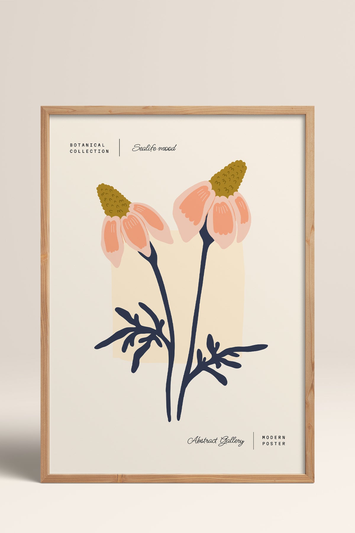 HOMEPACK Ahşap Çerçeveli Tablo Çerçeveli Poster Sanatsal Modern Duvar Dekoru FLOWER-165