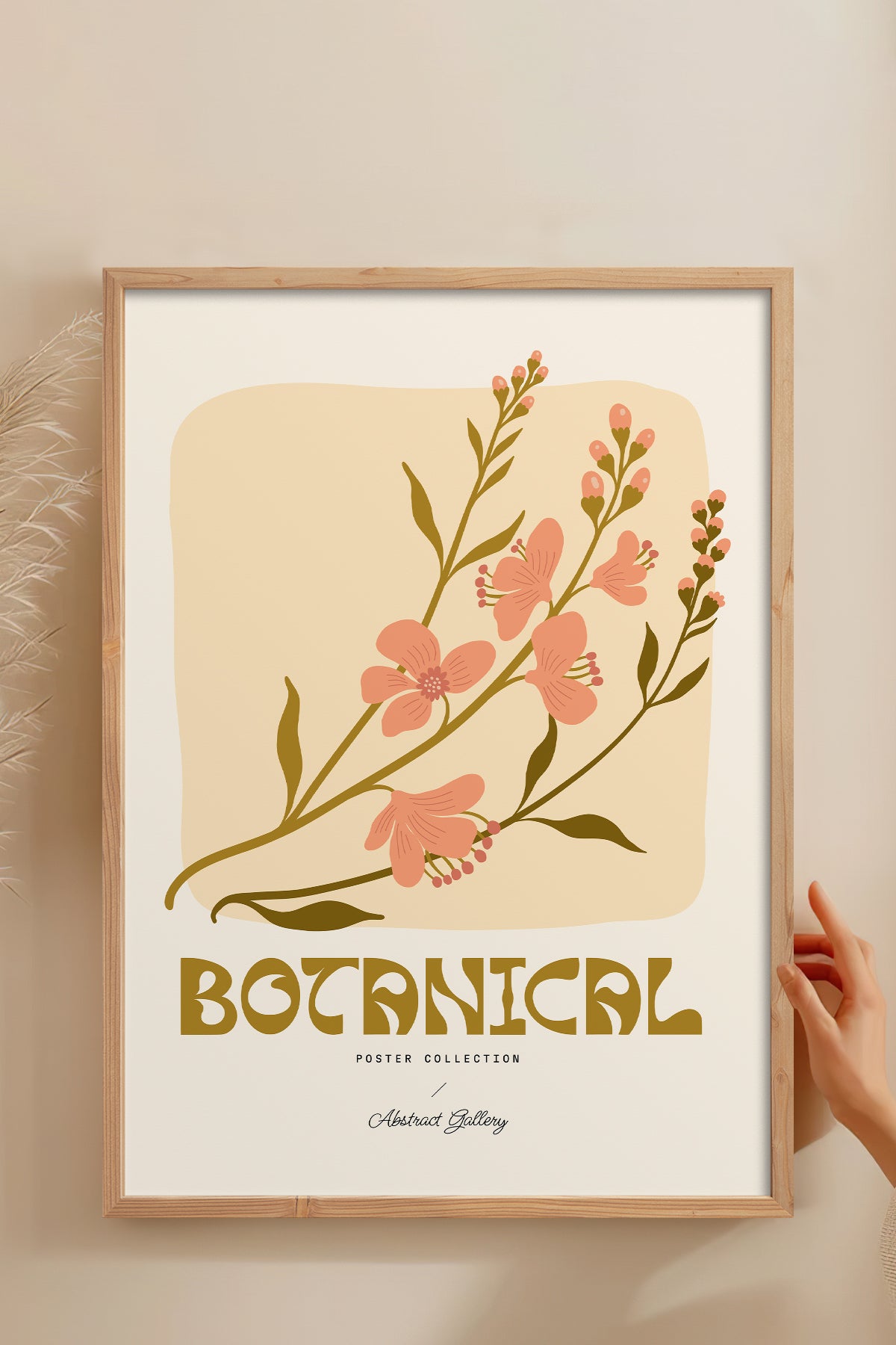 HOMEPACK Ahşap Çerçeveli Tablo Çerçeveli Poster Sanatsal Modern Duvar Dekoru FLOWER-166