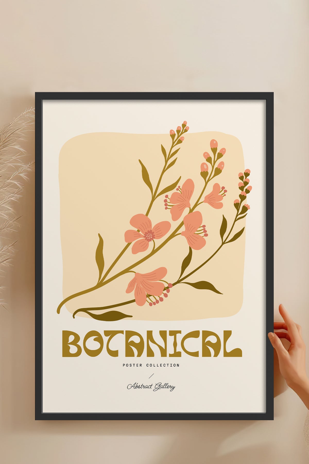 HOMEPACK Ahşap Çerçeveli Tablo Çerçeveli Poster Sanatsal Modern Duvar Dekoru FLOWER-166