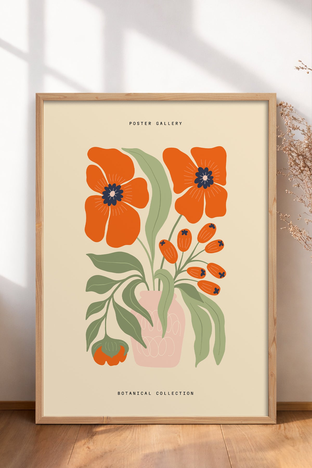 HOMEPACK Ahşap Çerçeveli Tablo Çerçeveli Poster Sanatsal Modern Duvar Dekoru FLOWER-167