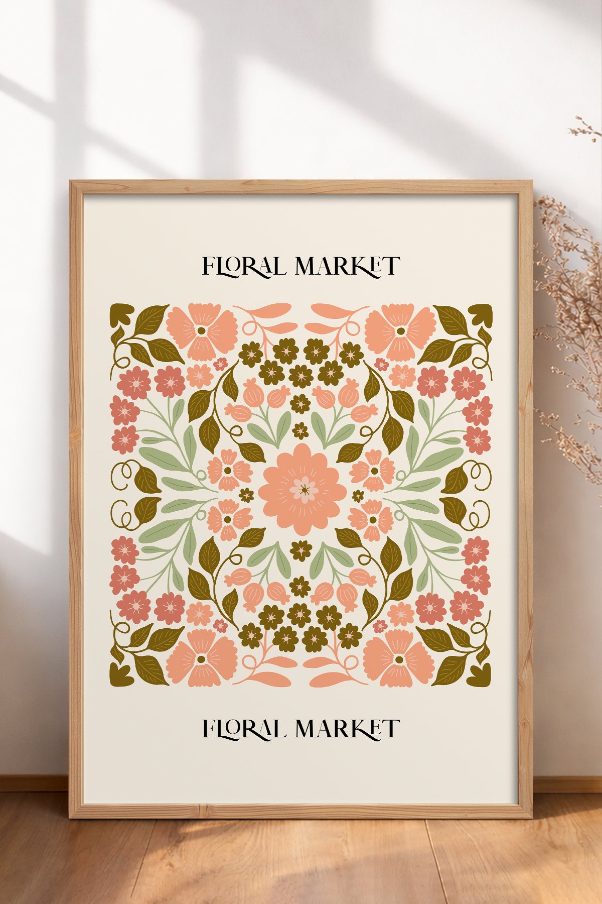 HOMEPACK Ahşap Çerçeveli Tablo Çerçeveli Poster Sanatsal Modern Duvar Dekoru FLOWER-169