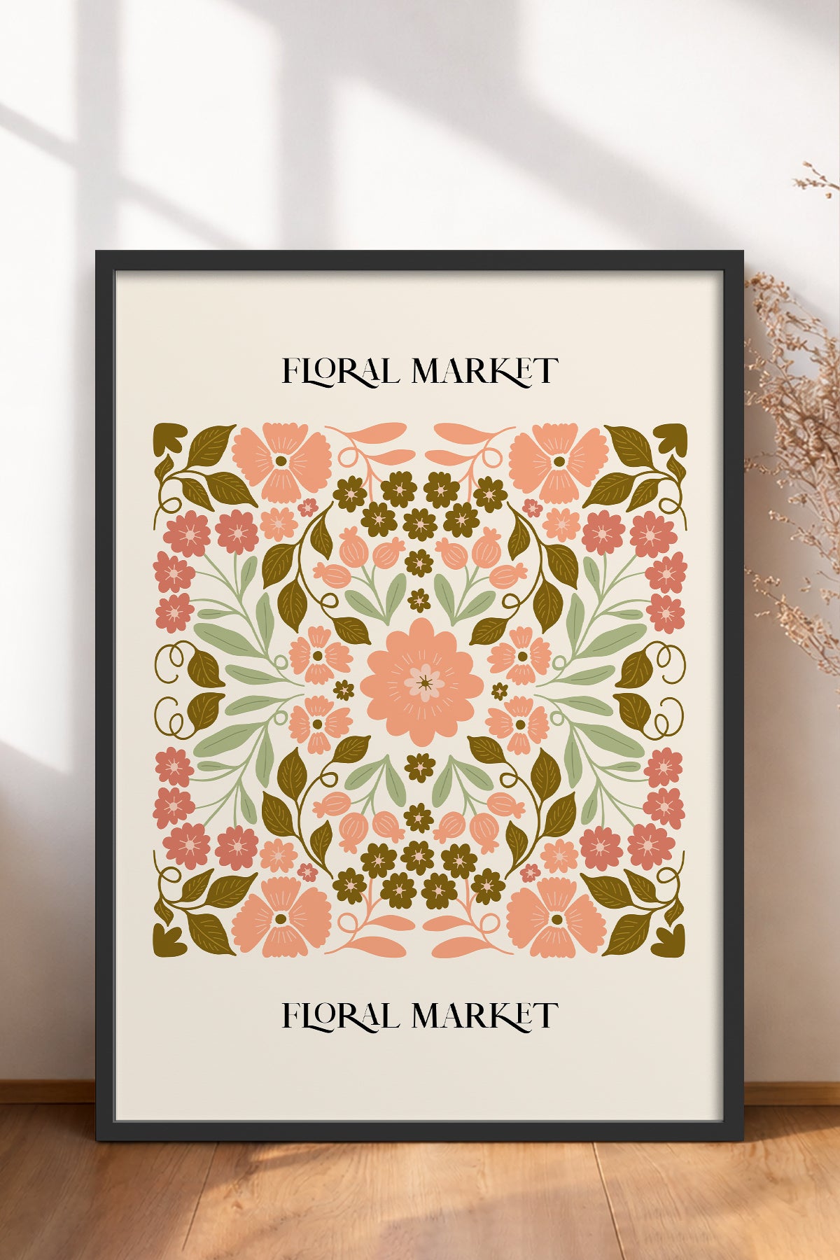 HOMEPACK Ahşap Çerçeveli Tablo Çerçeveli Poster Sanatsal Modern Duvar Dekoru FLOWER-169
