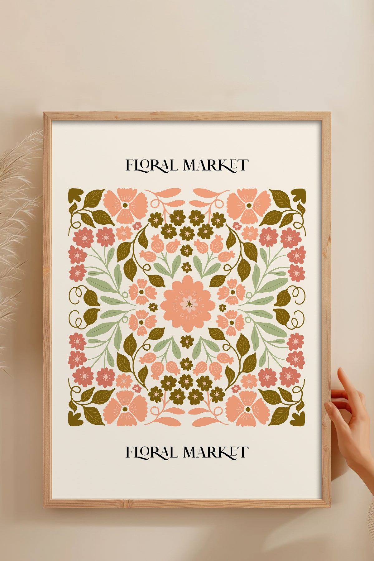 HOMEPACK Ahşap Çerçeveli Tablo Çerçeveli Poster Sanatsal Modern Duvar Dekoru FLOWER-169