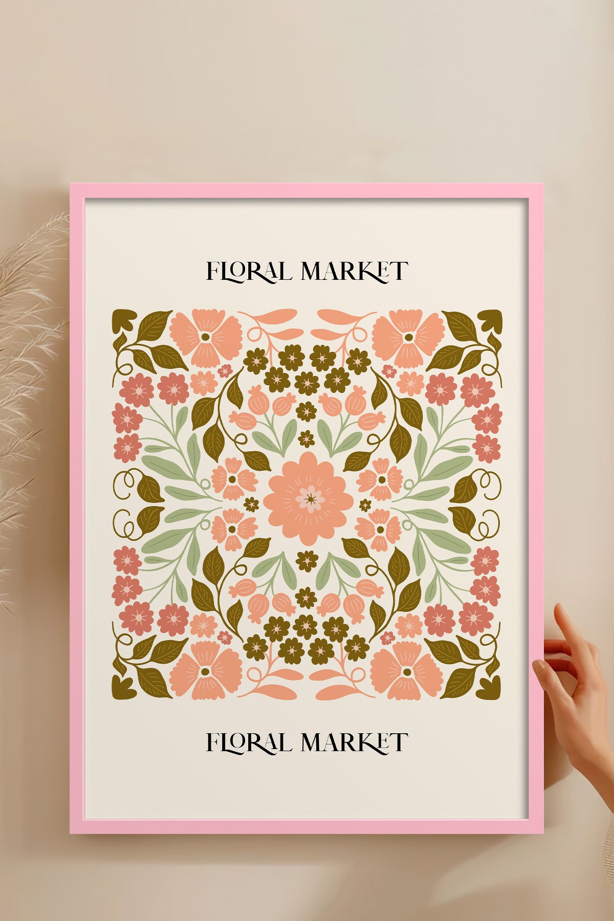 HOMEPACK Ahşap Çerçeveli Tablo Çerçeveli Poster Sanatsal Modern Duvar Dekoru FLOWER-169