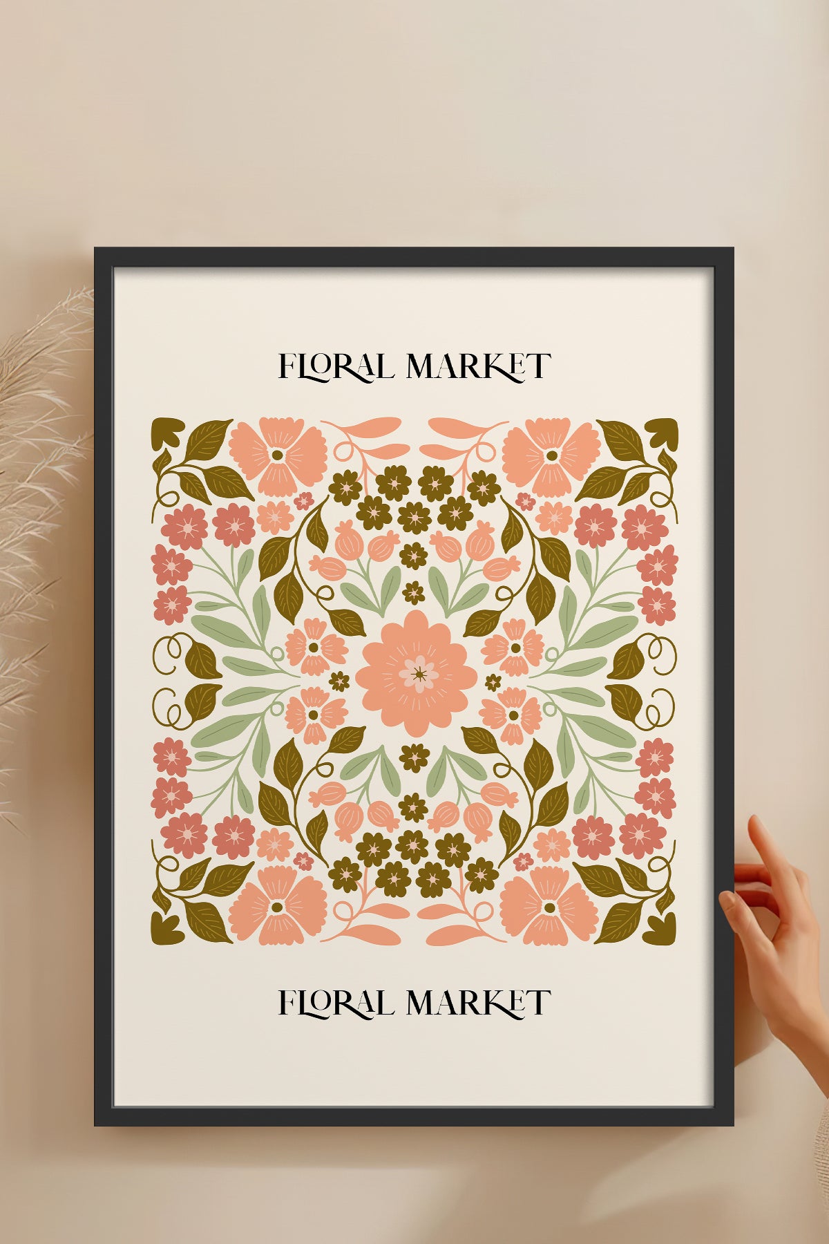 HOMEPACK Ahşap Çerçeveli Tablo Çerçeveli Poster Sanatsal Modern Duvar Dekoru FLOWER-169