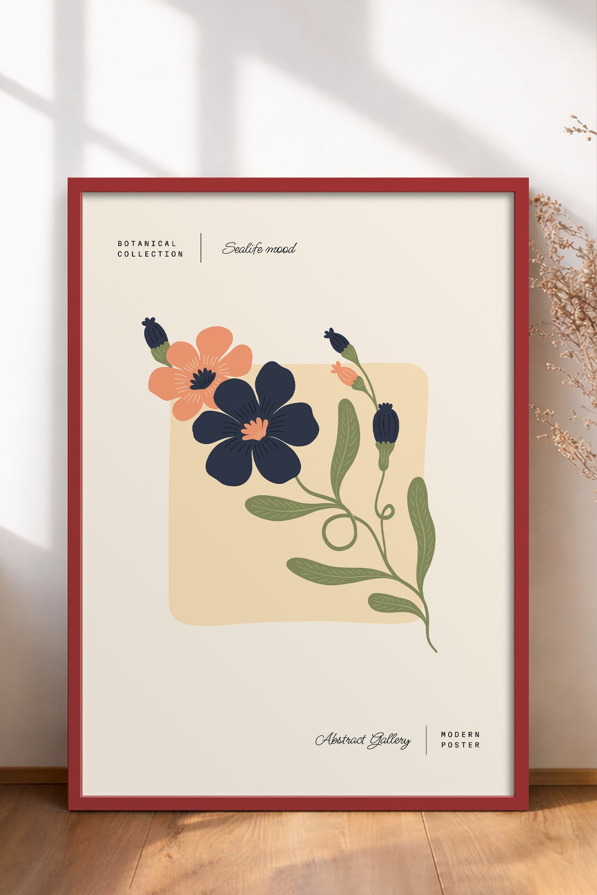 HOMEPACK Ahşap Çerçeveli Tablo Çerçeveli Poster Sanatsal Modern Duvar Dekoru FLOWER-170