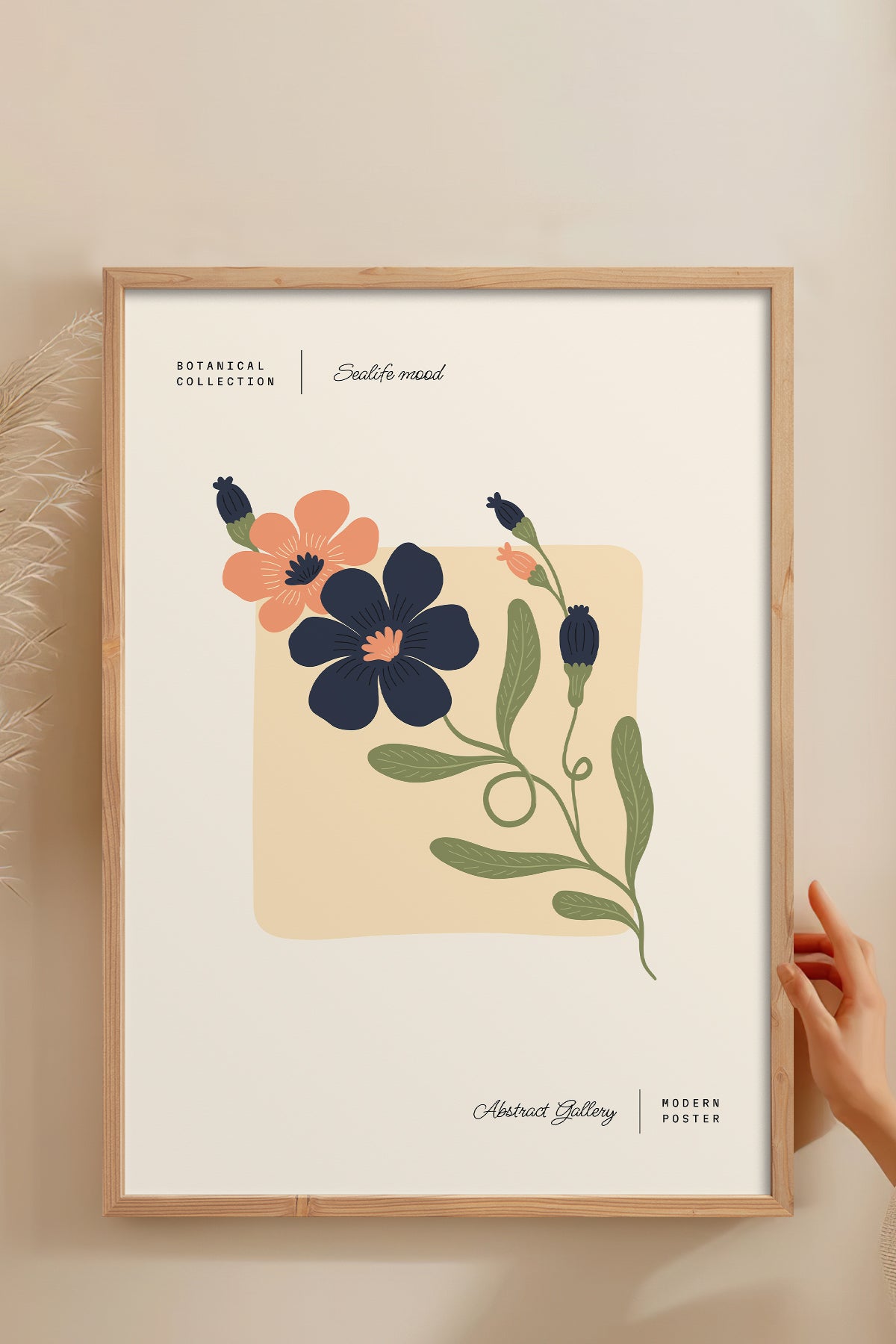 HOMEPACK Ahşap Çerçeveli Tablo Çerçeveli Poster Sanatsal Modern Duvar Dekoru FLOWER-170