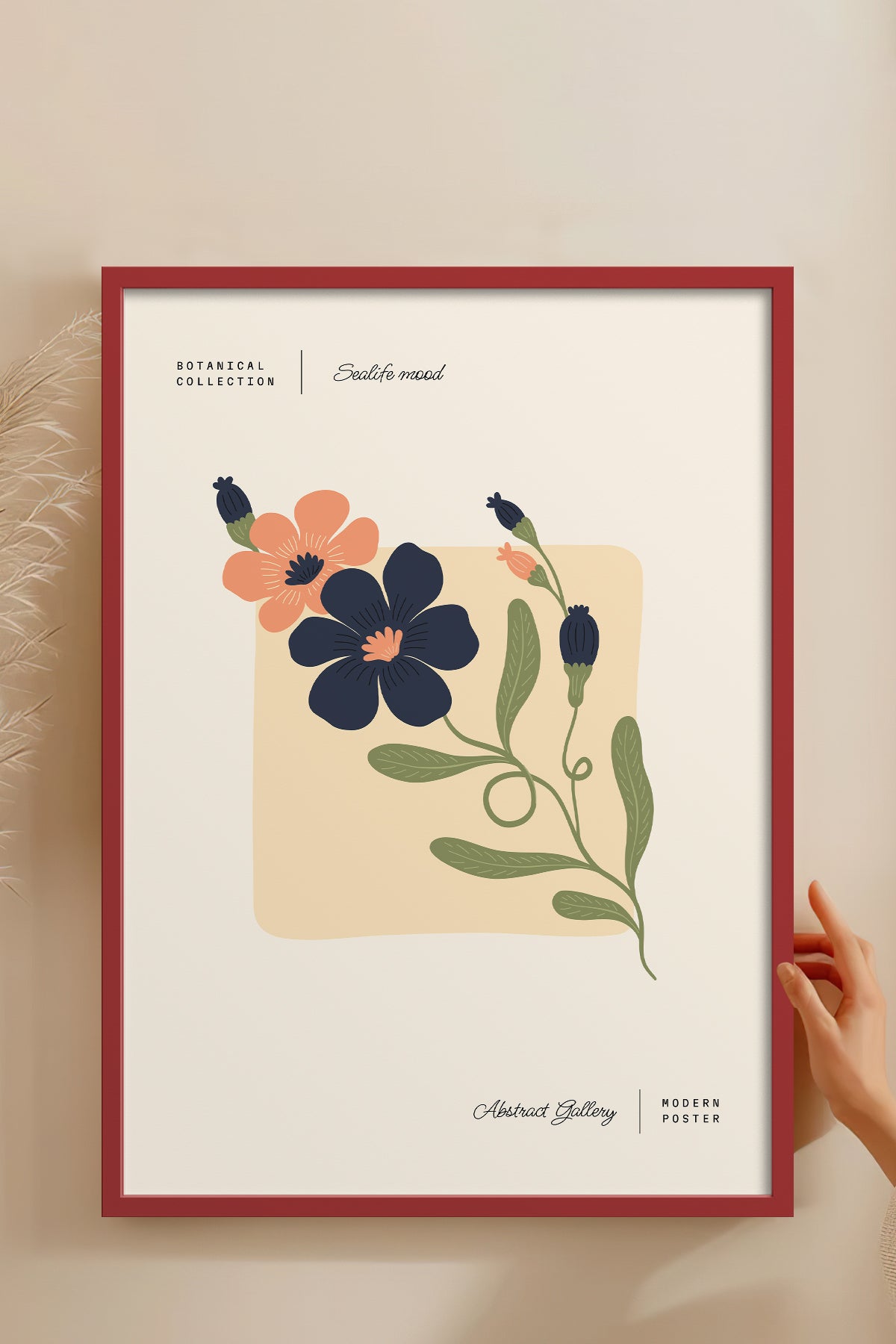 HOMEPACK Ahşap Çerçeveli Tablo Çerçeveli Poster Sanatsal Modern Duvar Dekoru FLOWER-170