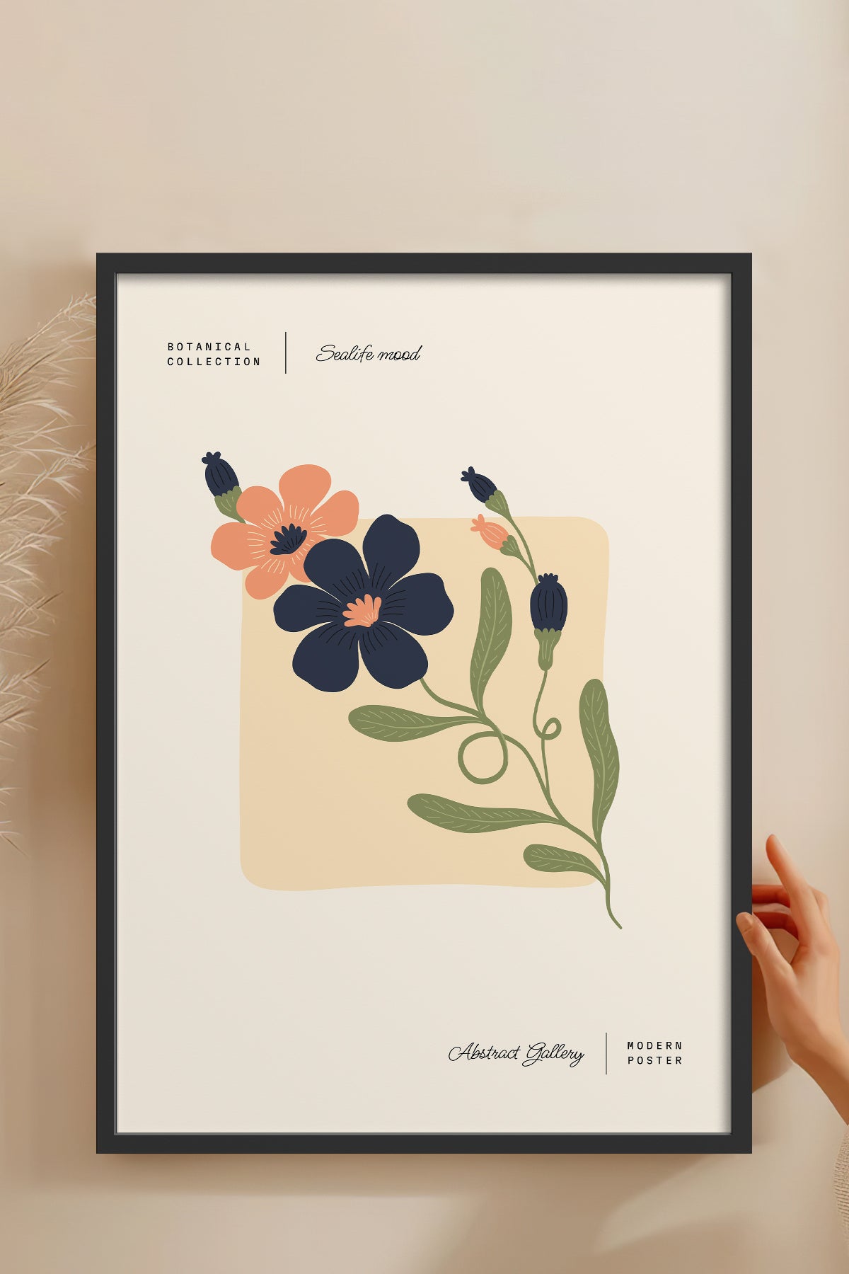 HOMEPACK Ahşap Çerçeveli Tablo Çerçeveli Poster Sanatsal Modern Duvar Dekoru FLOWER-170