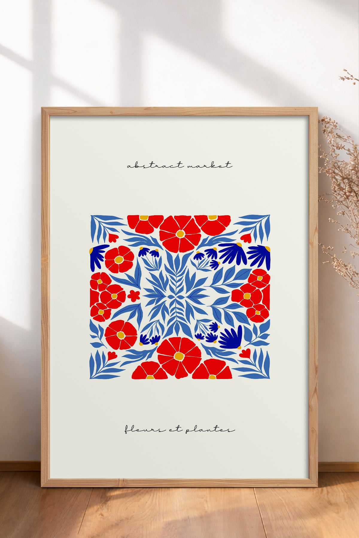 HOMEPACK Ahşap Çerçeveli Tablo Çerçeveli Poster Sanatsal Modern Duvar Dekoru FLOWER-172