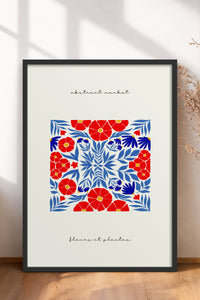 HOMEPACK Ahşap Çerçeveli Tablo Çerçeveli Poster Sanatsal Modern Duvar Dekoru FLOWER-172