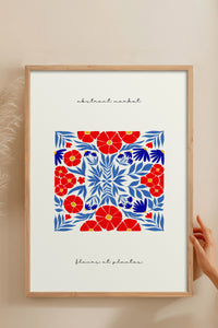 HOMEPACK Ahşap Çerçeveli Tablo Çerçeveli Poster Sanatsal Modern Duvar Dekoru FLOWER-172