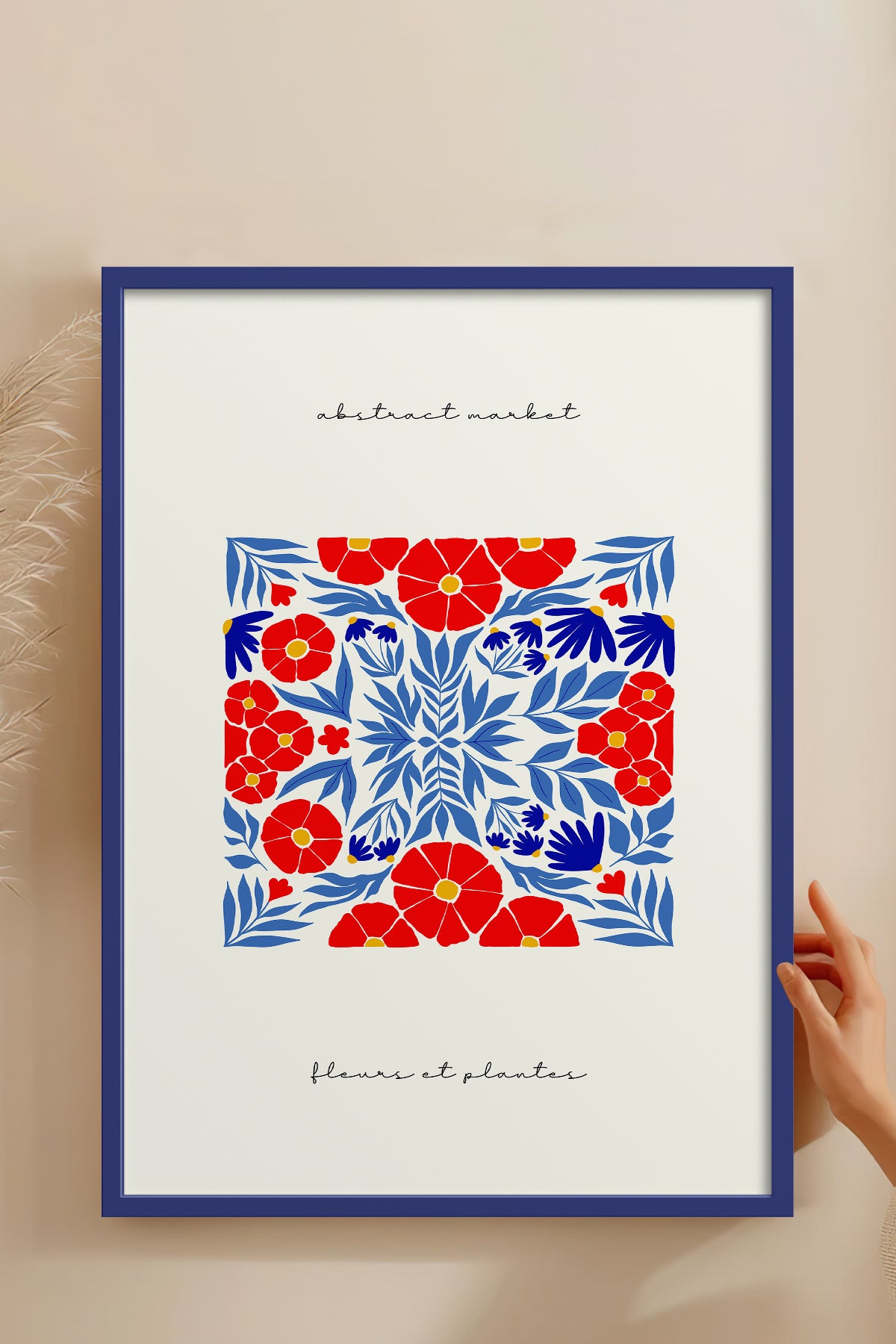 HOMEPACK Ahşap Çerçeveli Tablo Çerçeveli Poster Sanatsal Modern Duvar Dekoru FLOWER-172