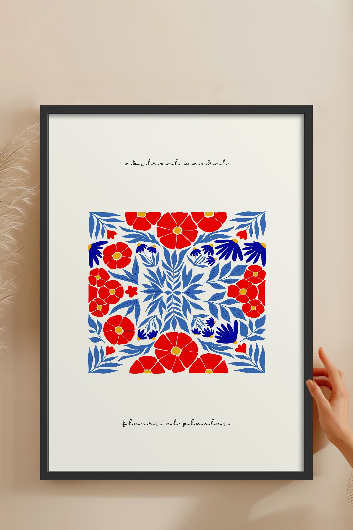 HOMEPACK Ahşap Çerçeveli Tablo Çerçeveli Poster Sanatsal Modern Duvar Dekoru FLOWER-172