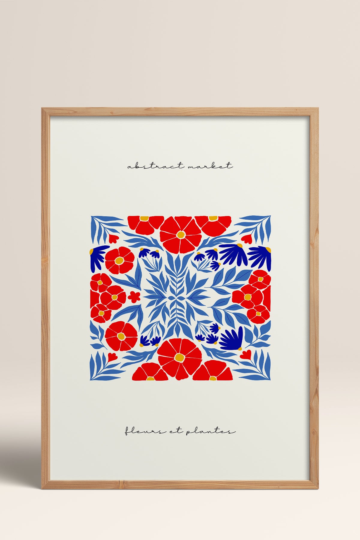 HOMEPACK Ahşap Çerçeveli Tablo Çerçeveli Poster Sanatsal Modern Duvar Dekoru FLOWER-172