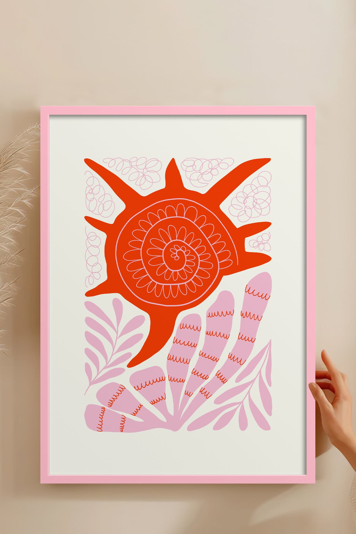 HOMEPACK Ahşap Çerçeveli Tablo Çerçeveli Poster Sanatsal Modern Duvar Dekoru FLOWER-174