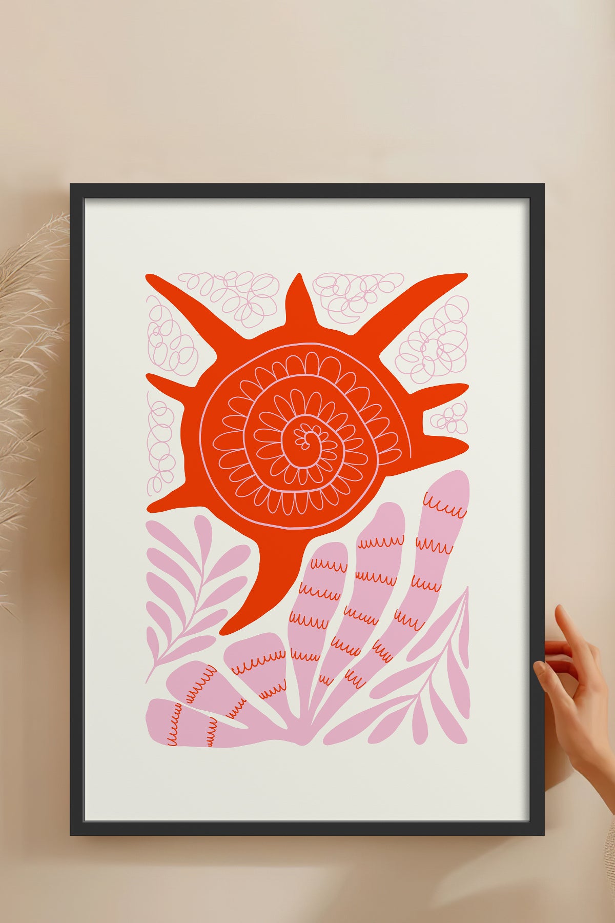 HOMEPACK Ahşap Çerçeveli Tablo Çerçeveli Poster Sanatsal Modern Duvar Dekoru FLOWER-174