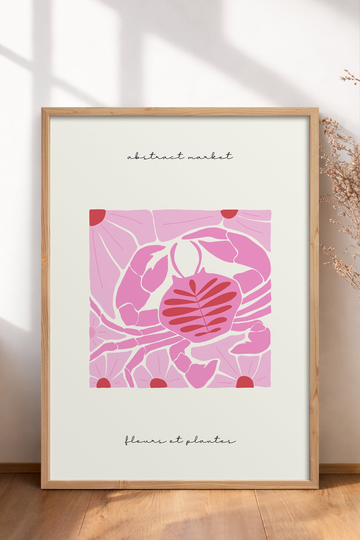 HOMEPACK Ahşap Çerçeveli Tablo Çerçeveli Poster Sanatsal Modern Duvar Dekoru FLOWER-177