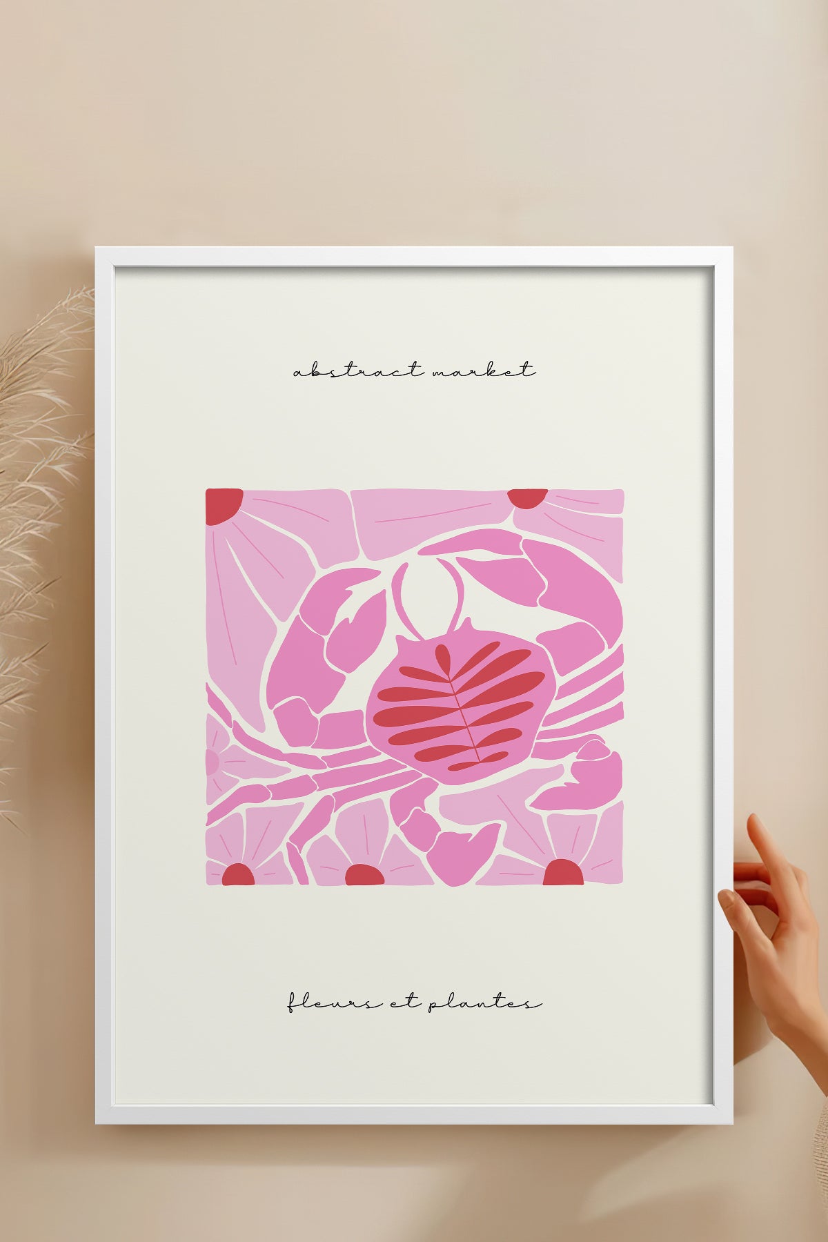 HOMEPACK Ahşap Çerçeveli Tablo Çerçeveli Poster Sanatsal Modern Duvar Dekoru FLOWER-177