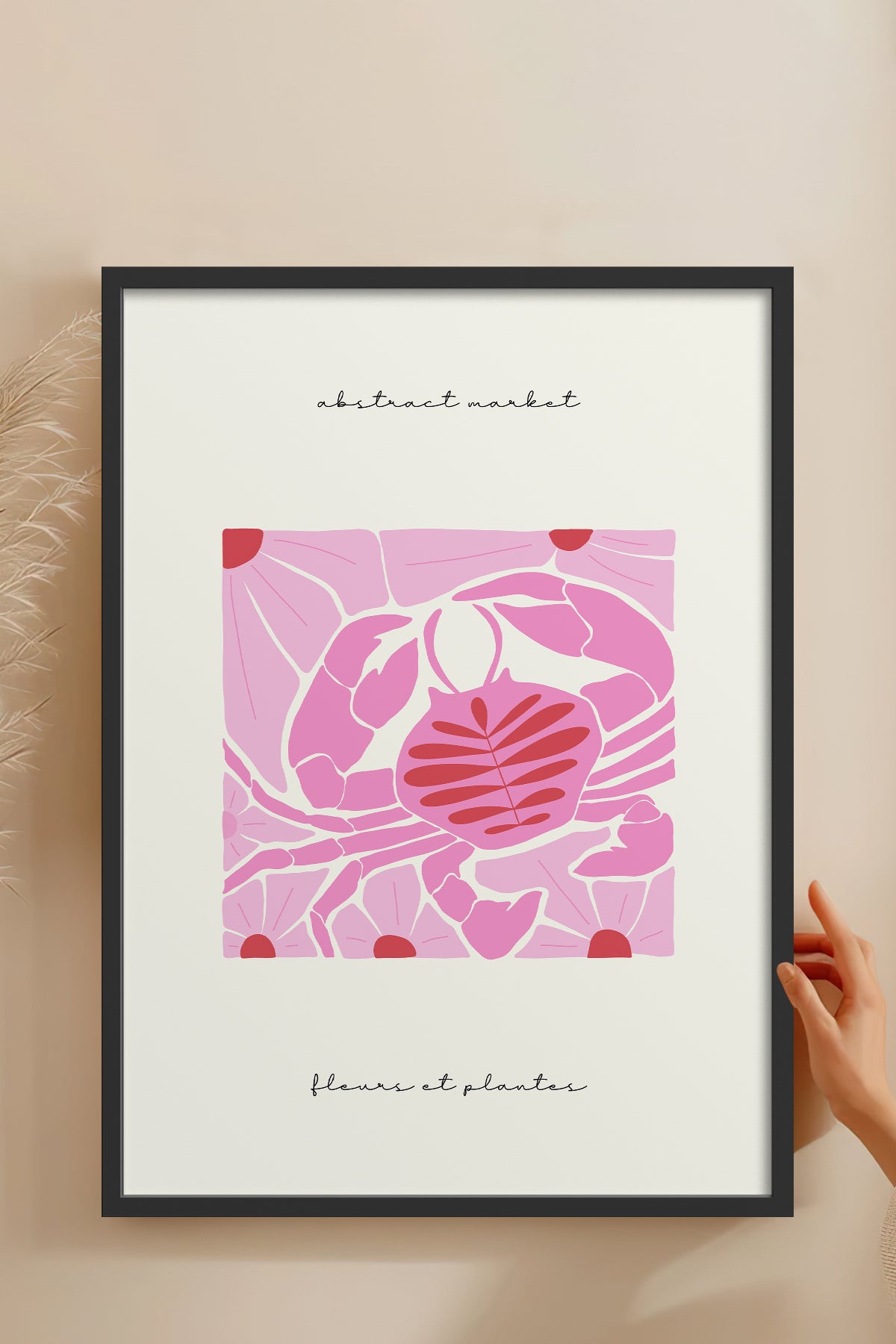 HOMEPACK Ahşap Çerçeveli Tablo Çerçeveli Poster Sanatsal Modern Duvar Dekoru FLOWER-177