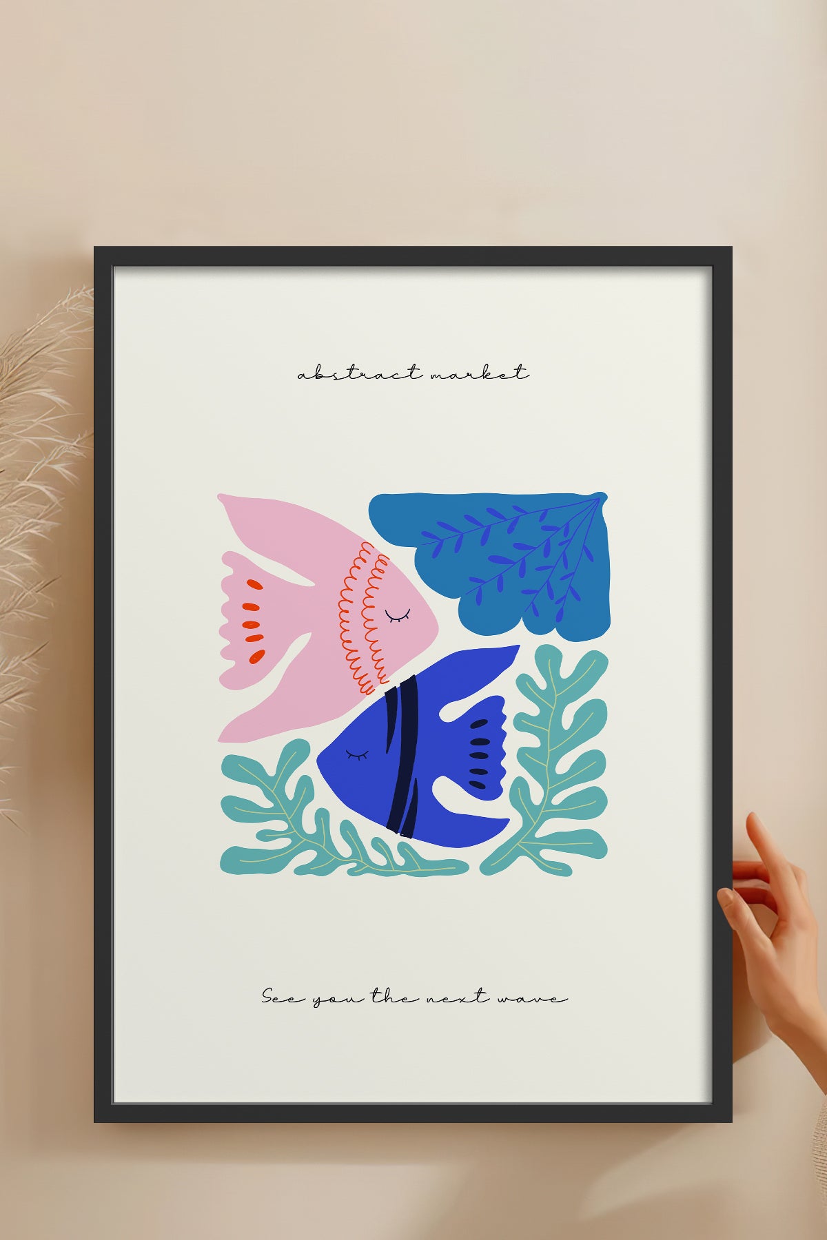 HOMEPACK Ahşap Çerçeveli Tablo Çerçeveli Poster Sanatsal Modern Duvar Dekoru FLOWER-185