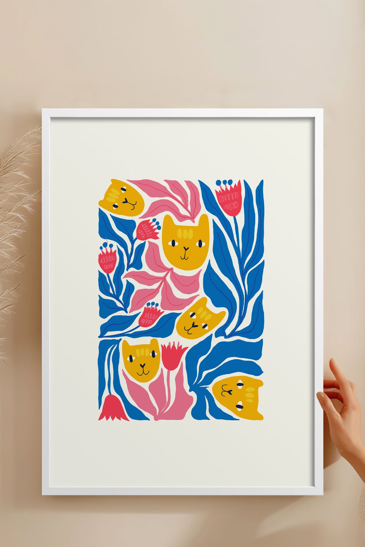 HOMEPACK Ahşap Çerçeveli Tablo Çerçeveli Poster Sanatsal Modern Duvar Dekoru FLOWER-196