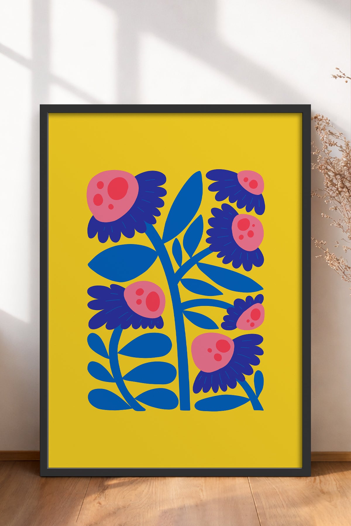 HOMEPACK Ahşap Çerçeveli Tablo Çerçeveli Poster Sanatsal Modern Duvar Dekoru FLOWER-197