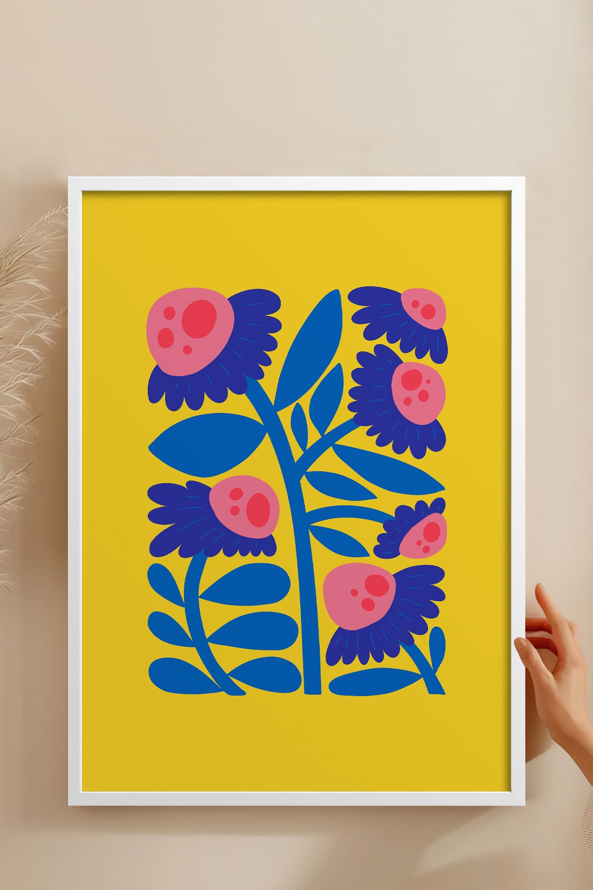HOMEPACK Ahşap Çerçeveli Tablo Çerçeveli Poster Sanatsal Modern Duvar Dekoru FLOWER-197