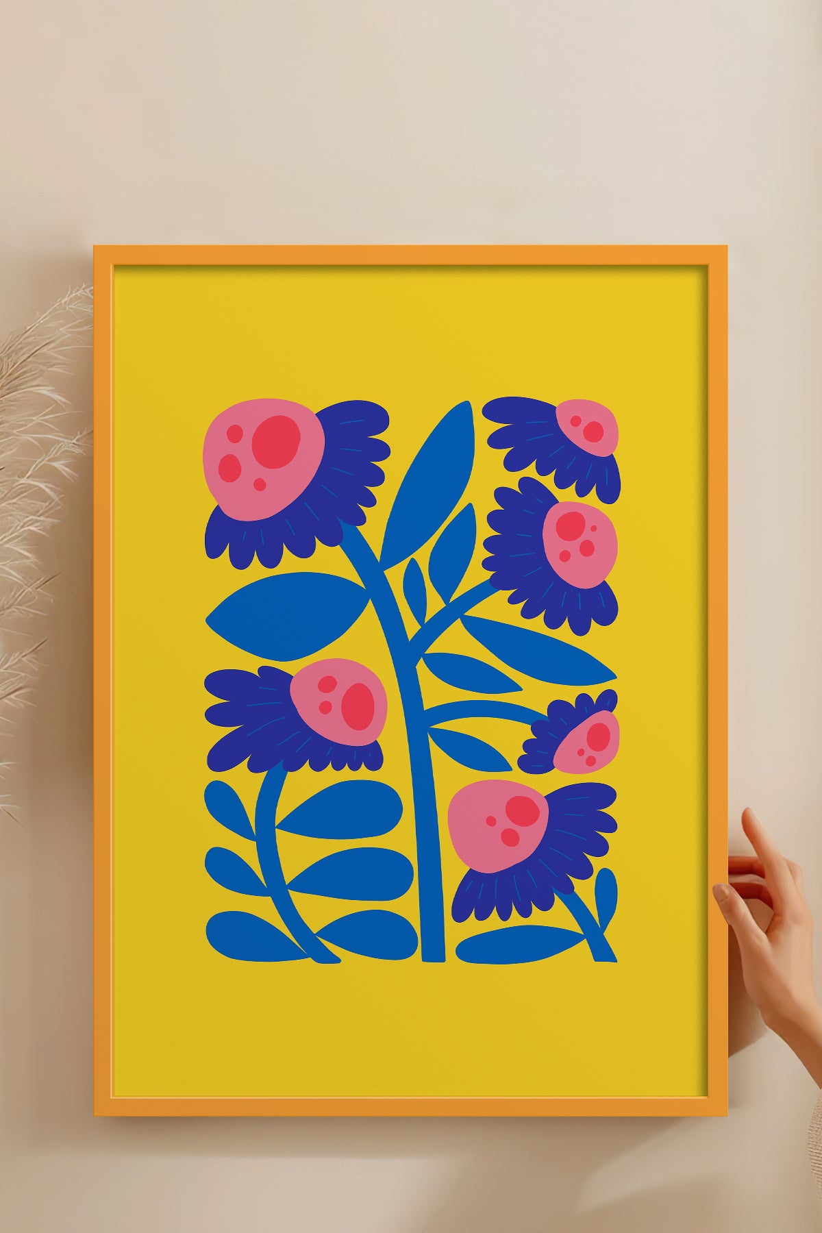 HOMEPACK Ahşap Çerçeveli Tablo Çerçeveli Poster Sanatsal Modern Duvar Dekoru FLOWER-197