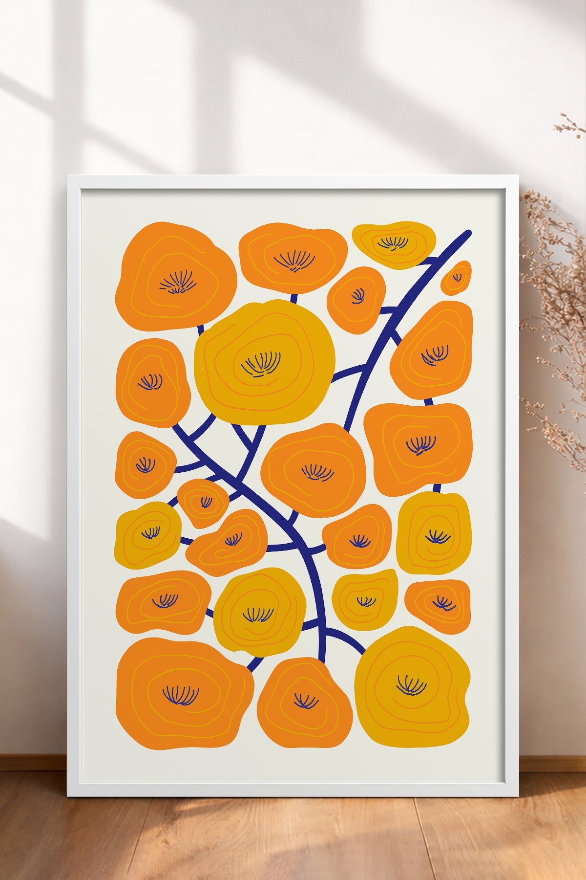 HOMEPACK Ahşap Çerçeveli Tablo Çerçeveli Poster Sanatsal Modern Duvar Dekoru FLOWER-198