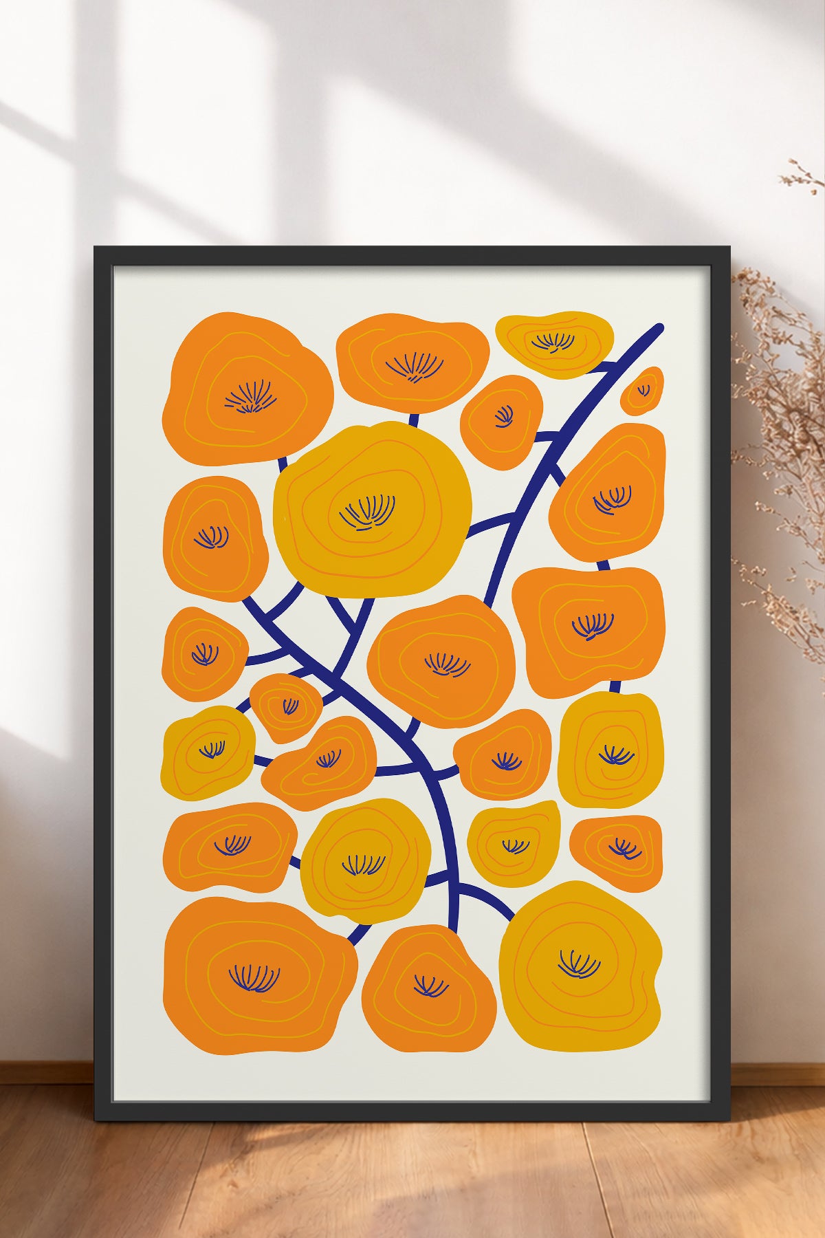 HOMEPACK Ahşap Çerçeveli Tablo Çerçeveli Poster Sanatsal Modern Duvar Dekoru FLOWER-198