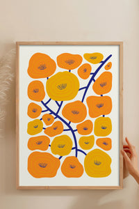 HOMEPACK Ahşap Çerçeveli Tablo Çerçeveli Poster Sanatsal Modern Duvar Dekoru FLOWER-198