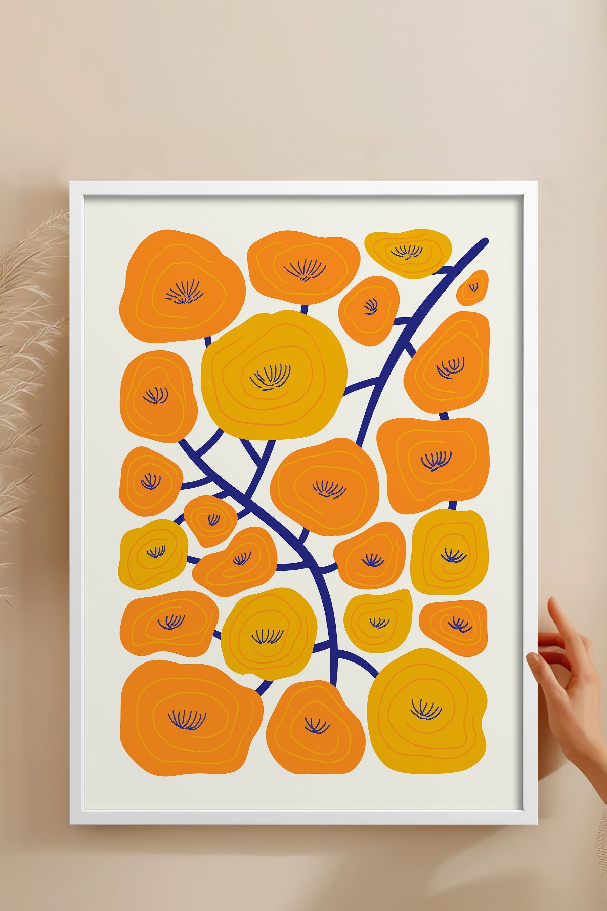HOMEPACK Ahşap Çerçeveli Tablo Çerçeveli Poster Sanatsal Modern Duvar Dekoru FLOWER-198