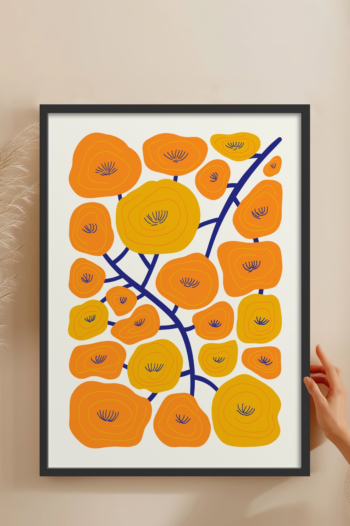 HOMEPACK Ahşap Çerçeveli Tablo Çerçeveli Poster Sanatsal Modern Duvar Dekoru FLOWER-198