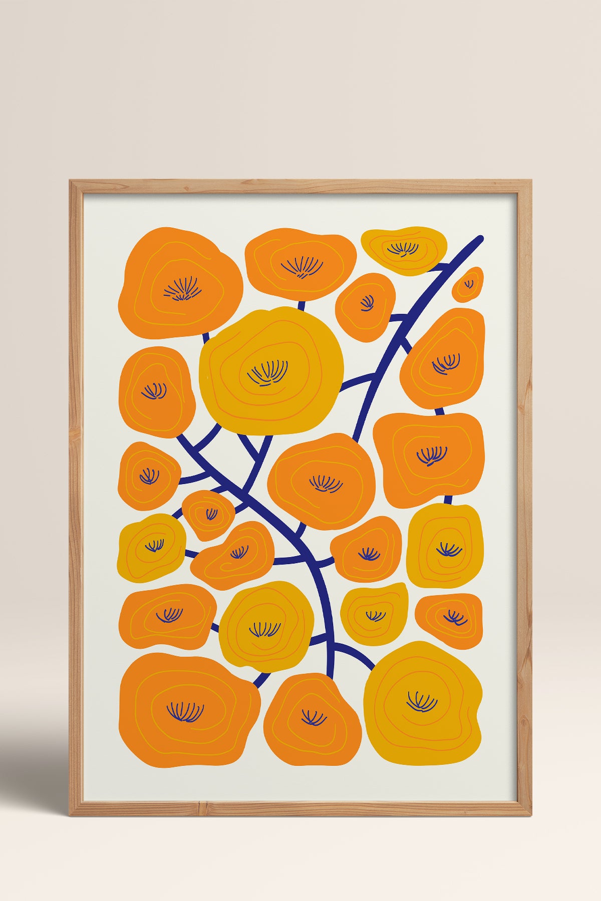 HOMEPACK Ahşap Çerçeveli Tablo Çerçeveli Poster Sanatsal Modern Duvar Dekoru FLOWER-198