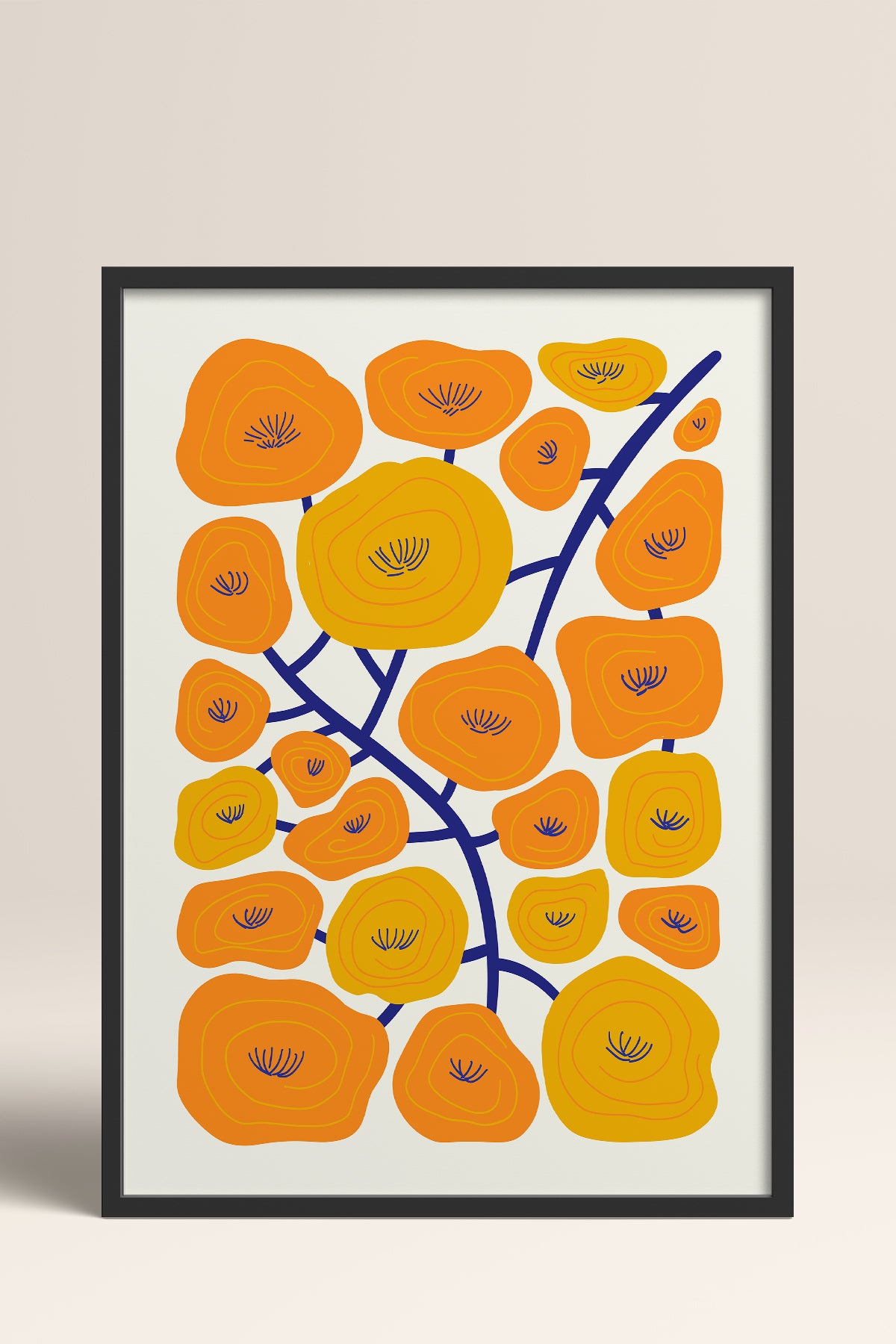 HOMEPACK Ahşap Çerçeveli Tablo Çerçeveli Poster Sanatsal Modern Duvar Dekoru FLOWER-198