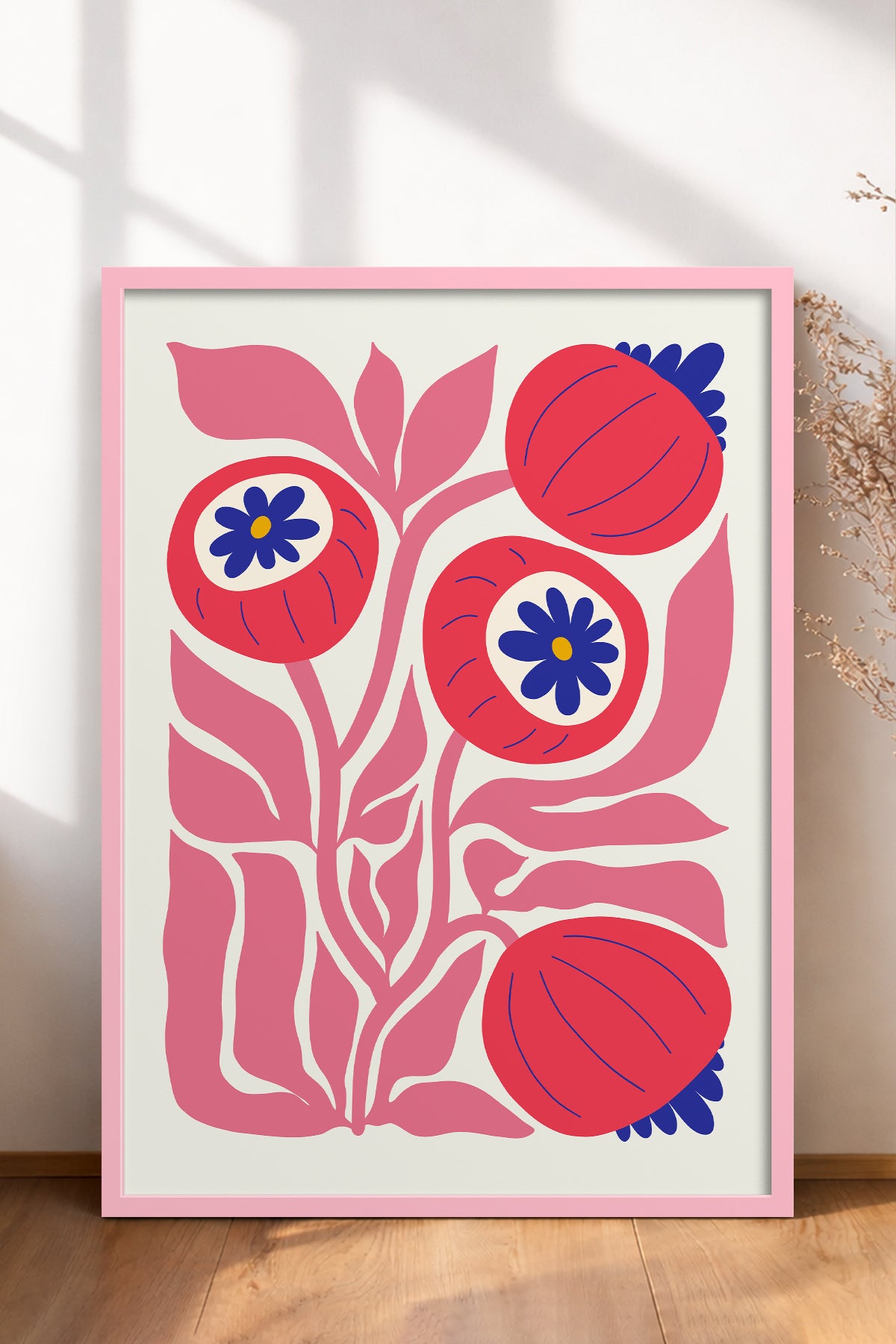 HOMEPACK Ahşap Çerçeveli Tablo Çerçeveli Poster Sanatsal Modern Duvar Dekoru FLOWER-200