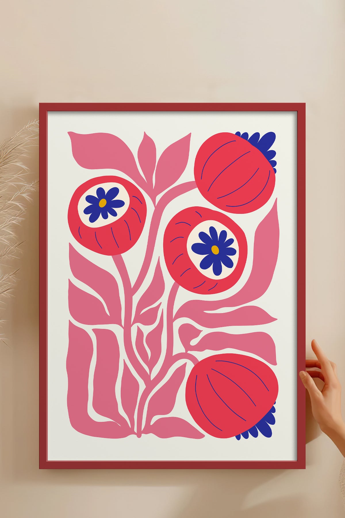 HOMEPACK Ahşap Çerçeveli Tablo Çerçeveli Poster Sanatsal Modern Duvar Dekoru FLOWER-200