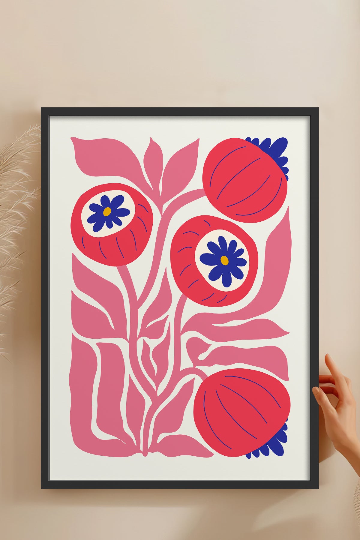 HOMEPACK Ahşap Çerçeveli Tablo Çerçeveli Poster Sanatsal Modern Duvar Dekoru FLOWER-200