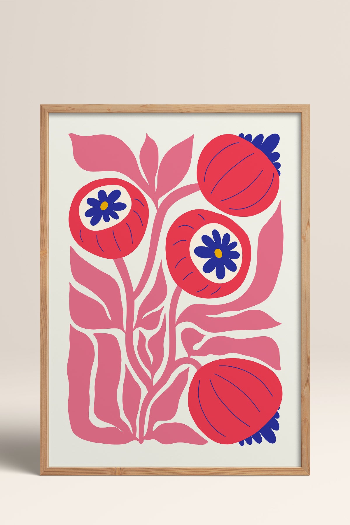 HOMEPACK Ahşap Çerçeveli Tablo Çerçeveli Poster Sanatsal Modern Duvar Dekoru FLOWER-200