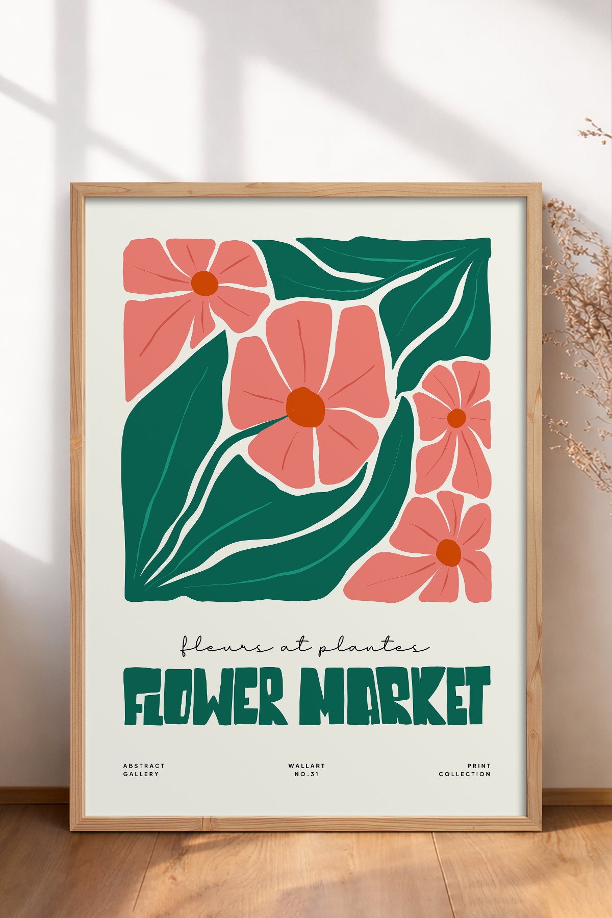 HOMEPACK Ahşap Çerçeveli Tablo Çerçeveli Poster Sanatsal Modern Duvar Dekoru FLOWER-203