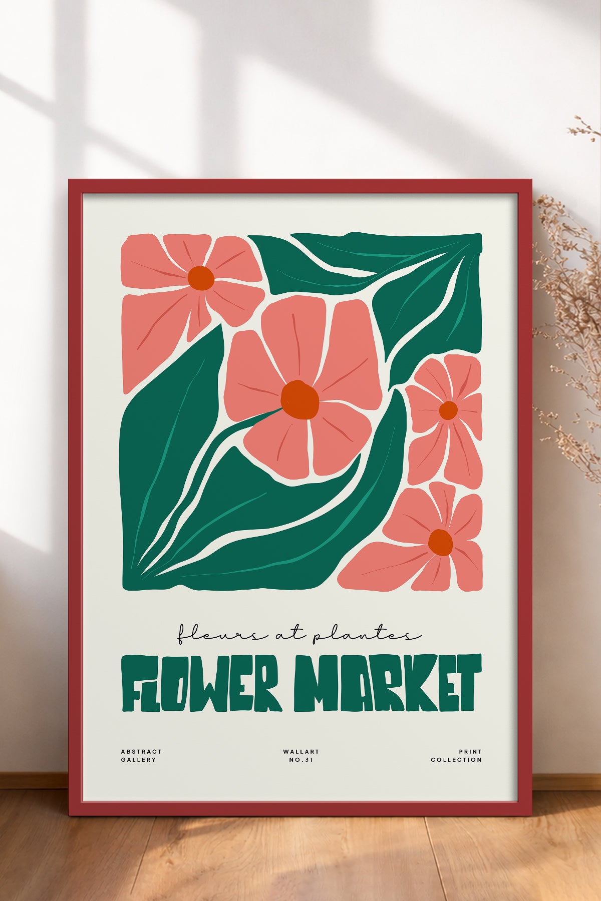 HOMEPACK Ahşap Çerçeveli Tablo Çerçeveli Poster Sanatsal Modern Duvar Dekoru FLOWER-203