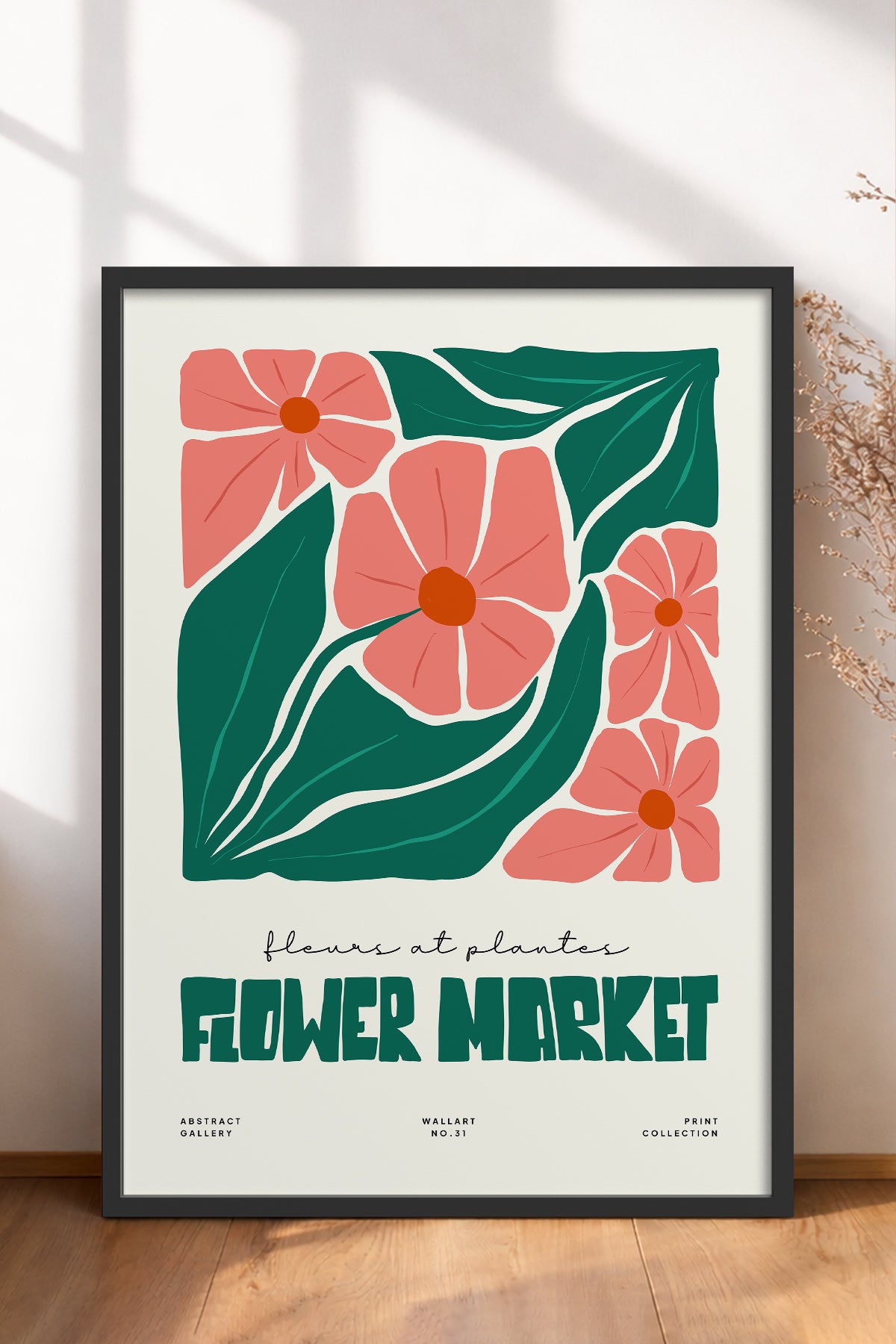HOMEPACK Ahşap Çerçeveli Tablo Çerçeveli Poster Sanatsal Modern Duvar Dekoru FLOWER-203