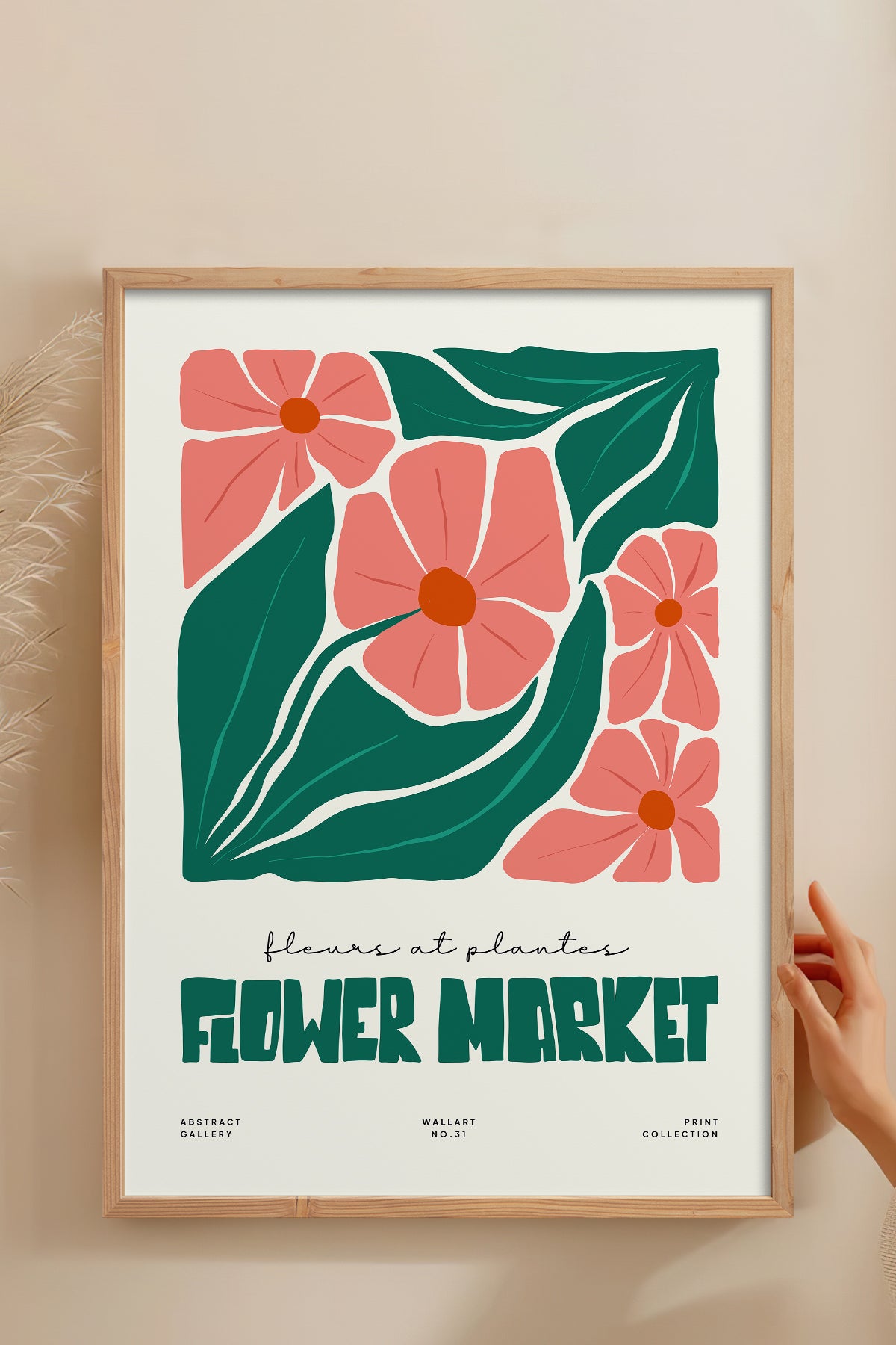 HOMEPACK Ahşap Çerçeveli Tablo Çerçeveli Poster Sanatsal Modern Duvar Dekoru FLOWER-203